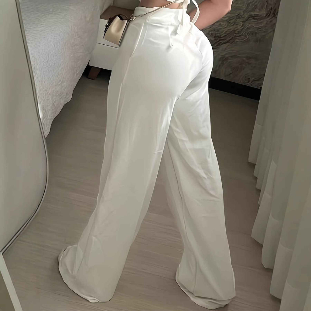Small V-neck Back Tie Camisole And Wide-leg Casual Pants