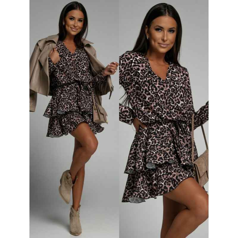 Womens Stylish Figure-hugging Long-sleeve Layered Dress