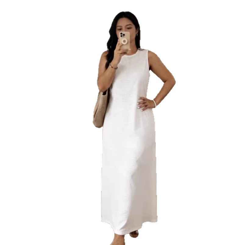 Women's High-Waist A-Line Pullover Maxi Dress