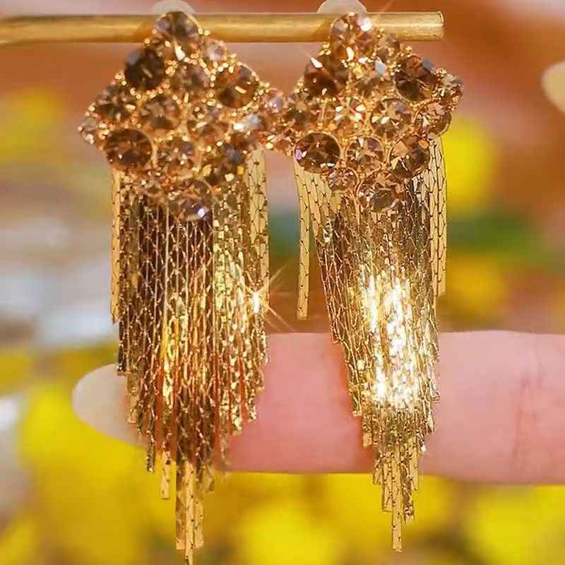 Long Tassel Stud Earrings – Maillard Tones Elegant Women’s Jewelry