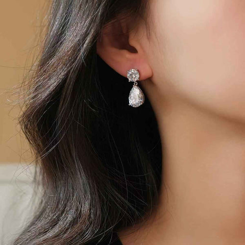 2026 New Trendy Teardrop Zircon Earrings, Cold Minimalist Designer Studs, Niche High-End Elegant Ear Jewelry For Women