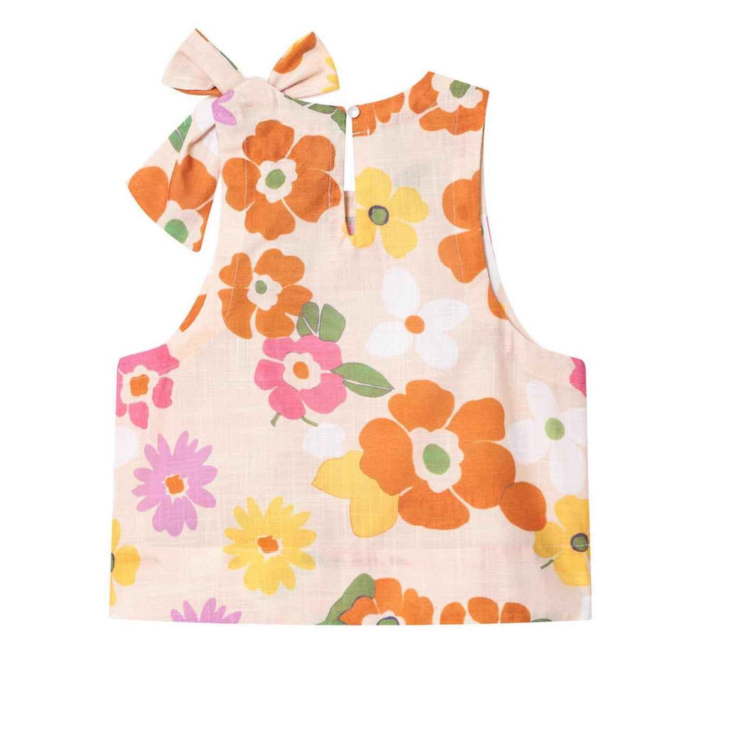 Women's Floral Print Bow-Strap Sleeveless Vest