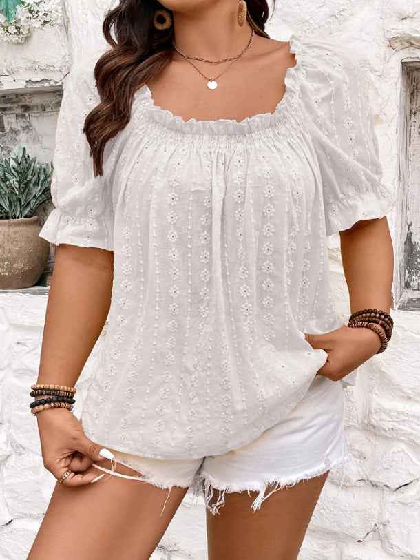 White One-Shoulder Open-Back Blouse