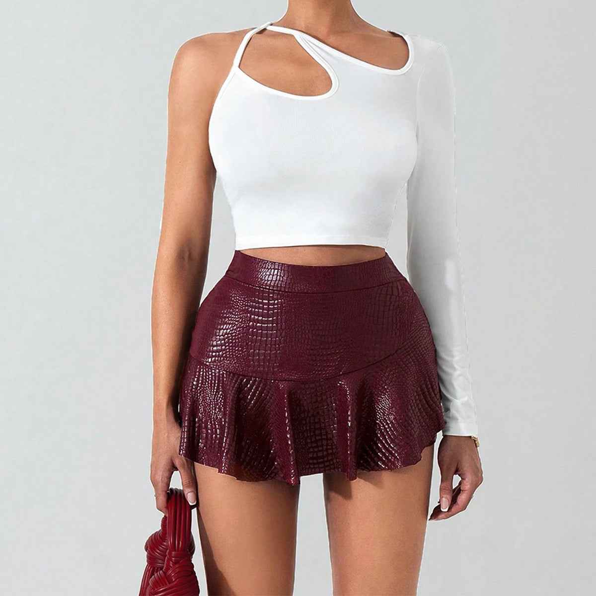 Faux Leather Mini Skirt — Stretchy Coated Finish