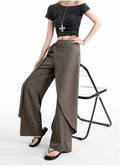 Women's High-Waist Pleated Wide-Leg Suit Trousers