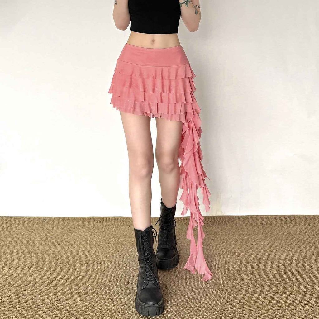European And American-style Summer New Womens Multi-layer Ruffled Fringed Skirt