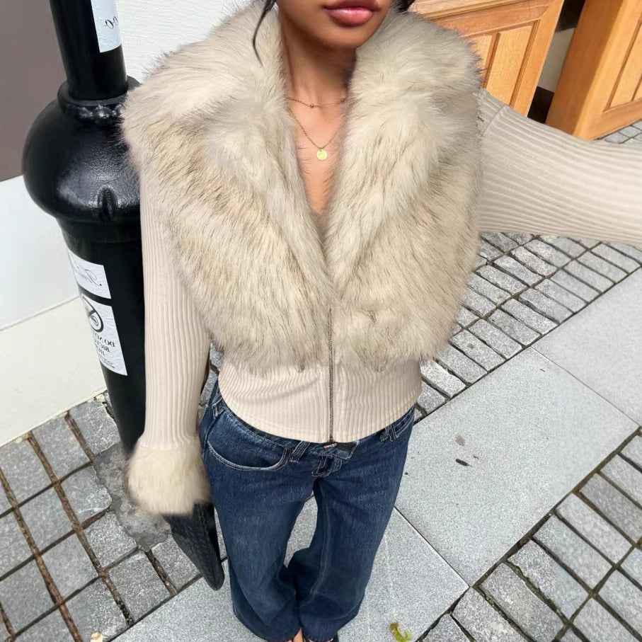 Versatile Casual Slim-fit Zip-up Knit Jacket