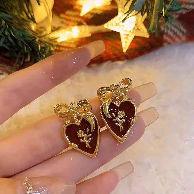 Blue Heart Clip On Stud Earrings For Women Girls Non Piercing Elegant Jewelry