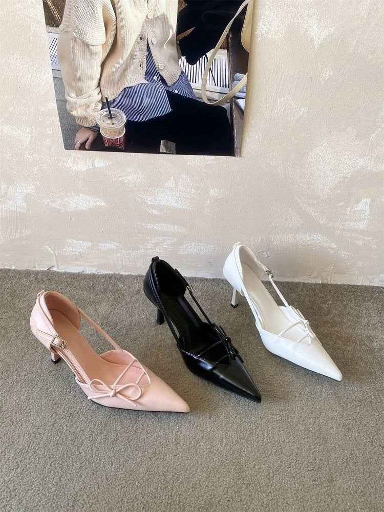 Stiletto Pumps with Bow Detail – Pointed Toe High Heels
