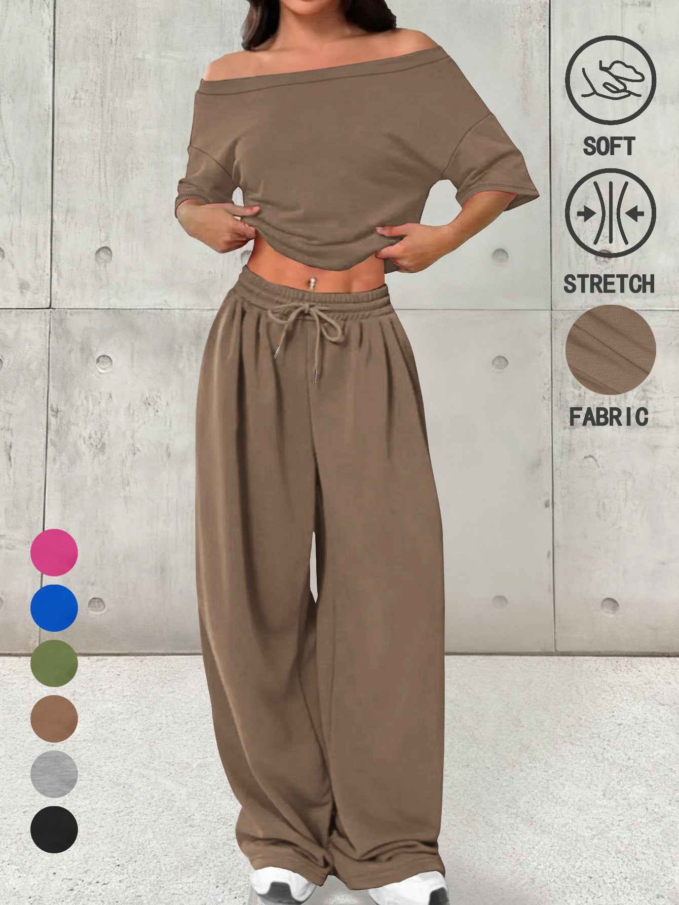 Womens Casual Set With A Crew Neck