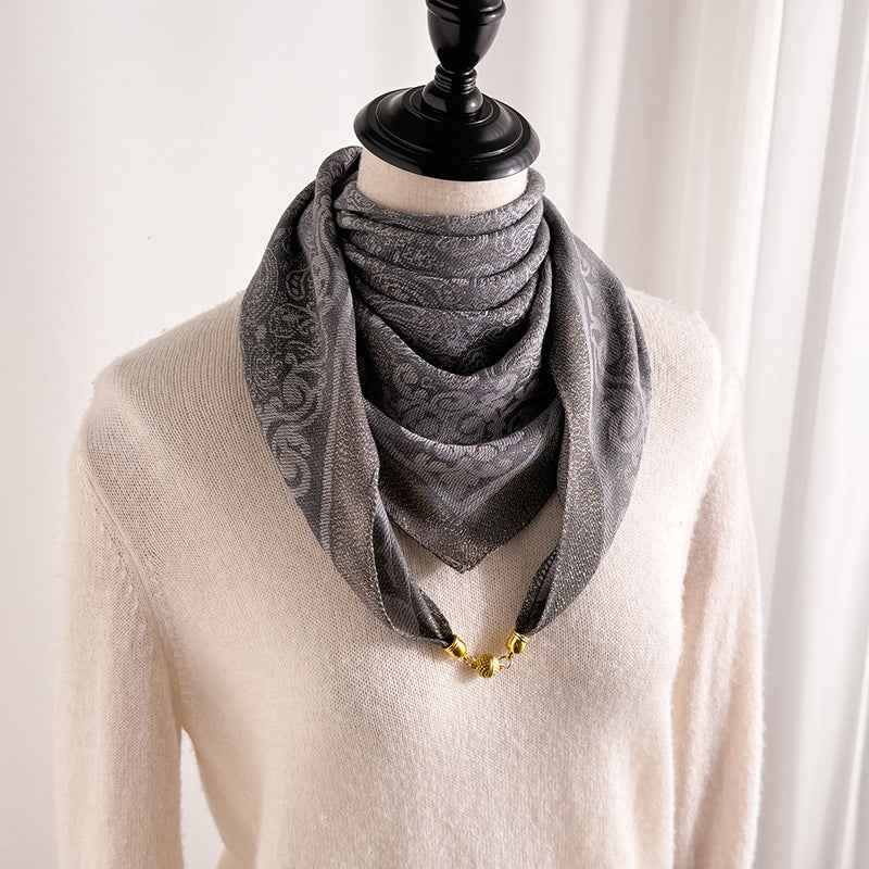 Women's Square Silk-Style Scarf with Magnetic Clasp – 6 Prints