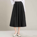 New Commuter Skirt Figure-flattering Black Fashion Pleated Maxi A-line Skirt