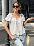 Drawstring-design Casual Versatile Top