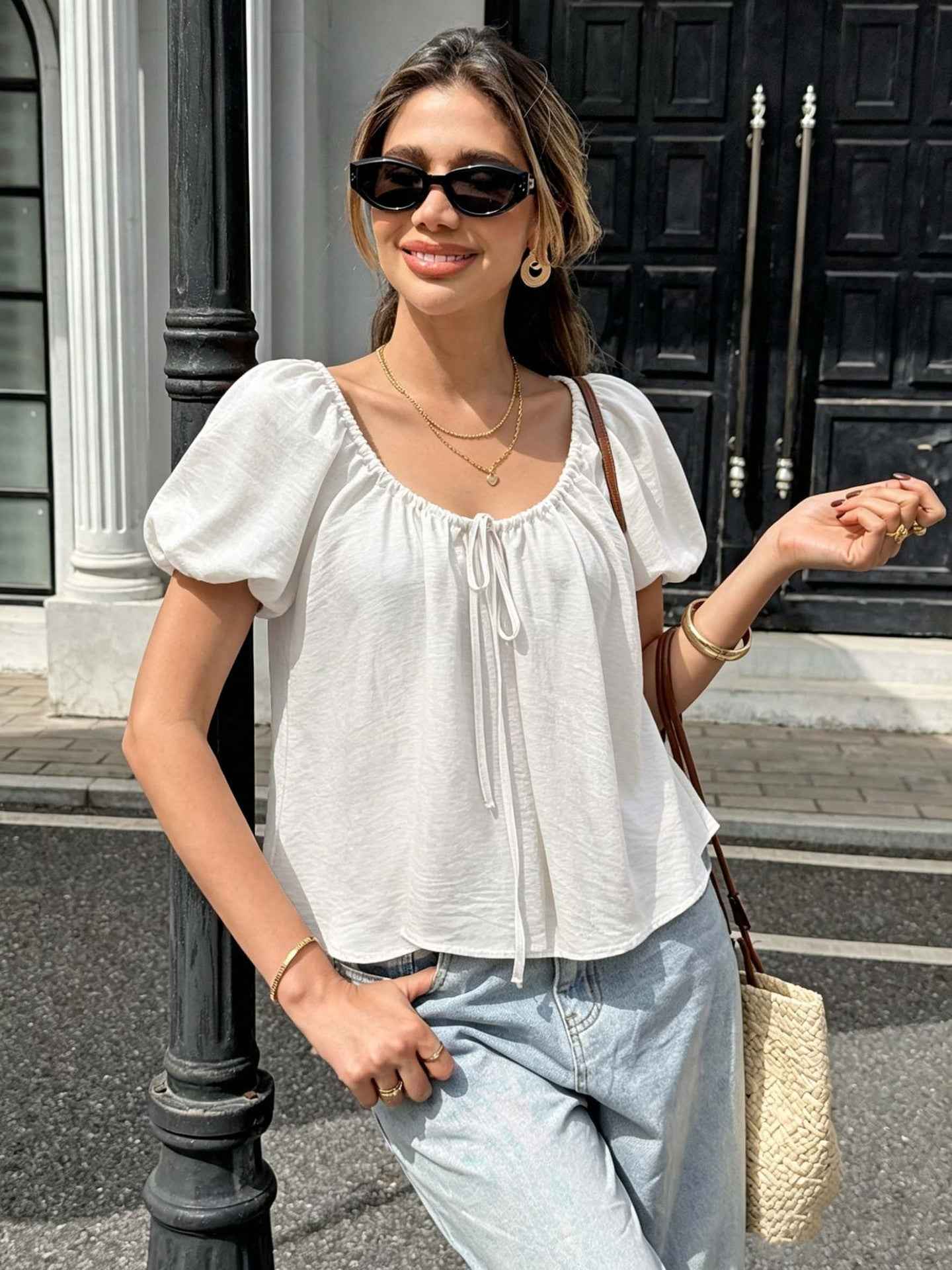 Drawstring-design Casual Versatile Top