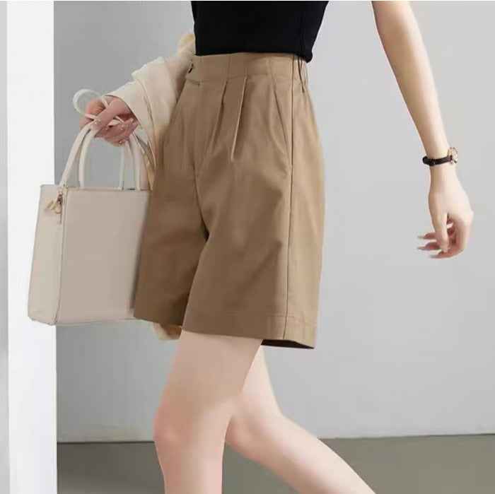 High-Waist Capri Shorts with Pockets