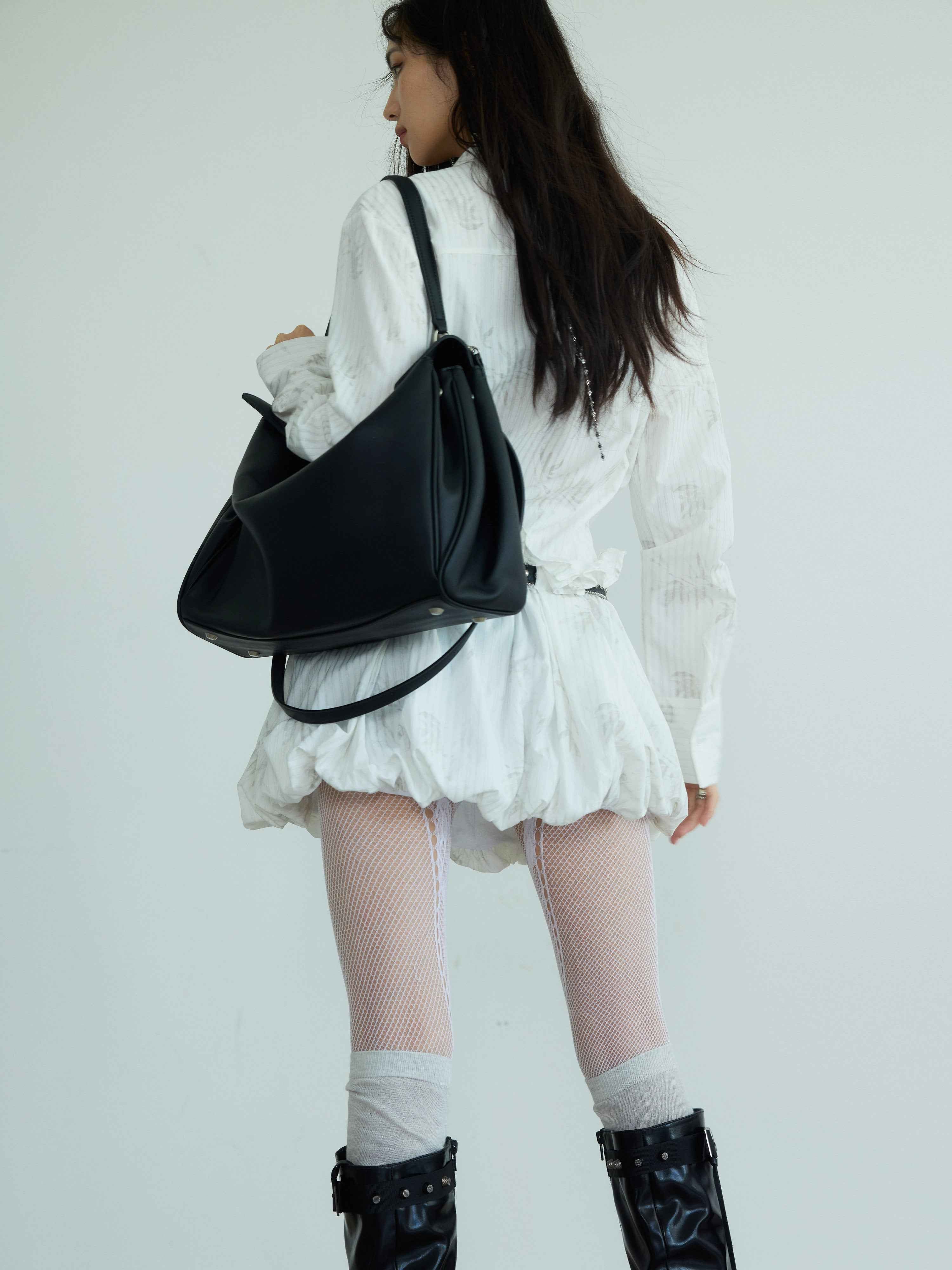 Chinese-Style Pleated Shirt Dress with Belt — Literary Vintage