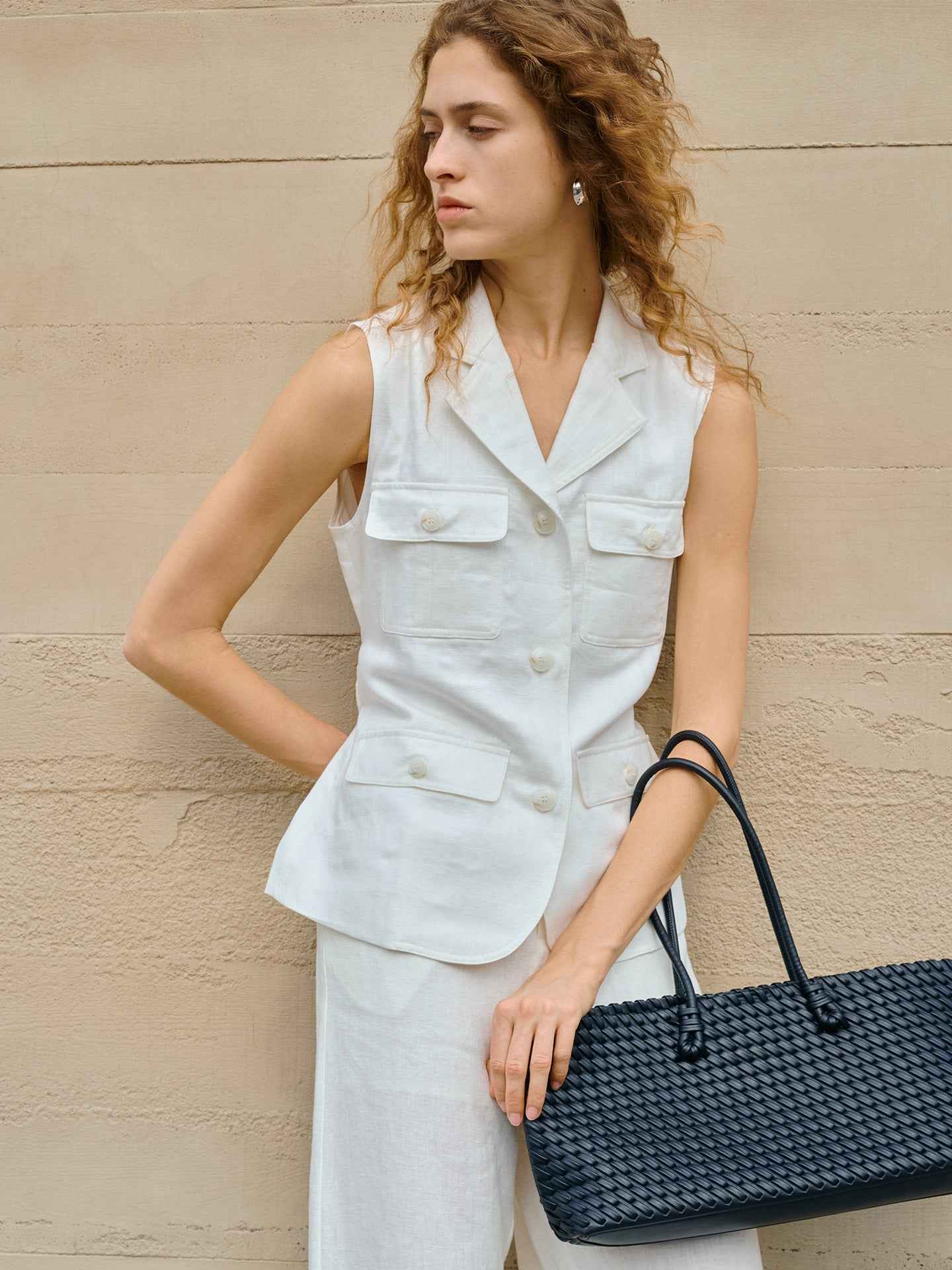 Women's Linen Blazer Vest — Old Money Style
