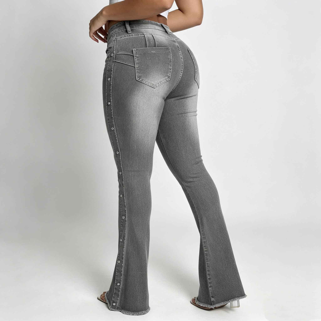 High-Waisted Studded Flare Jeans