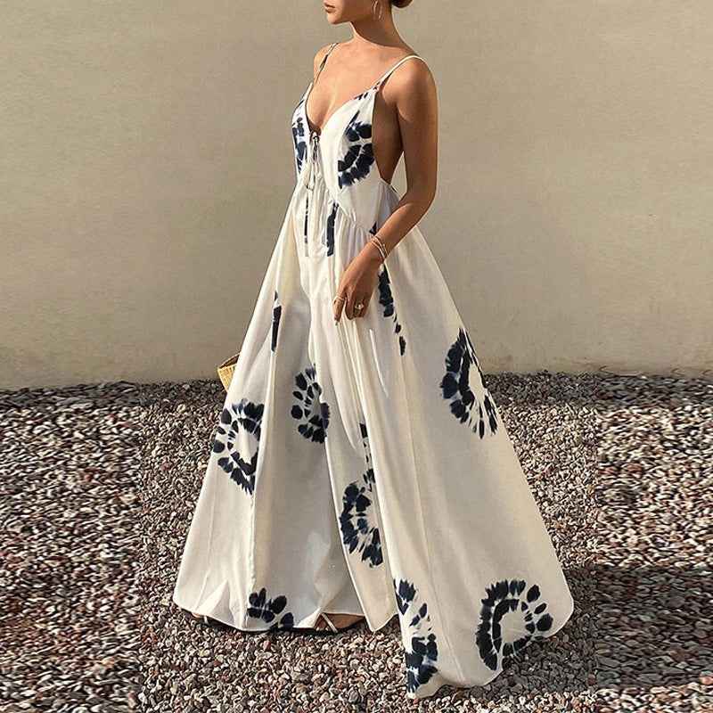 Women's White Floral Strapless Open-Back Fairy Dress — Patchwork Detail