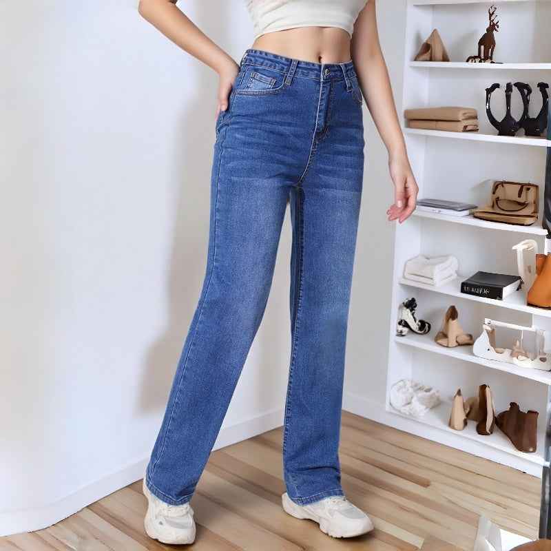 Women's High-Waisted Wide-Leg Jeans – Light Blue Wash