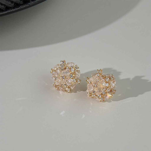3D Sparkling Crystal Stud Earrings For Women Niche Luxury Zircon Earrings Versatile Elegant Jewelry