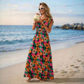 V-Neck Floral Slim-Fit Fashionable Dress