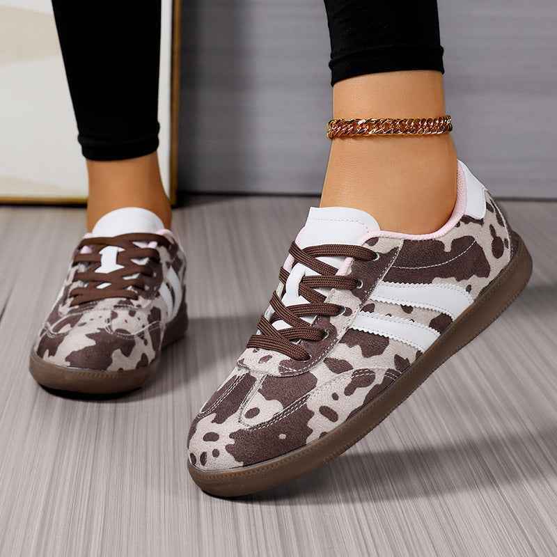 Retro Low-Top Sneakers — Flat Sole, Beige, EU 36–41