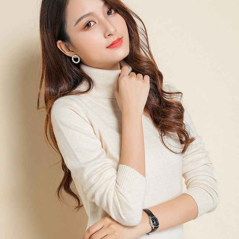 Womens Turtleneck Pullover Sweater Loose-fit Knitwear