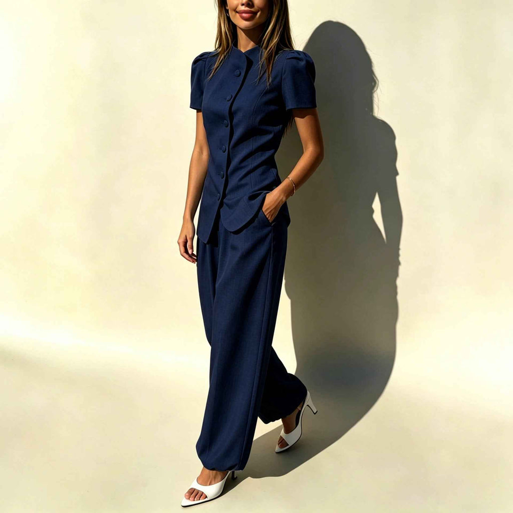 Jacket Top And High-waisted Casual Trousers Womens Suit
