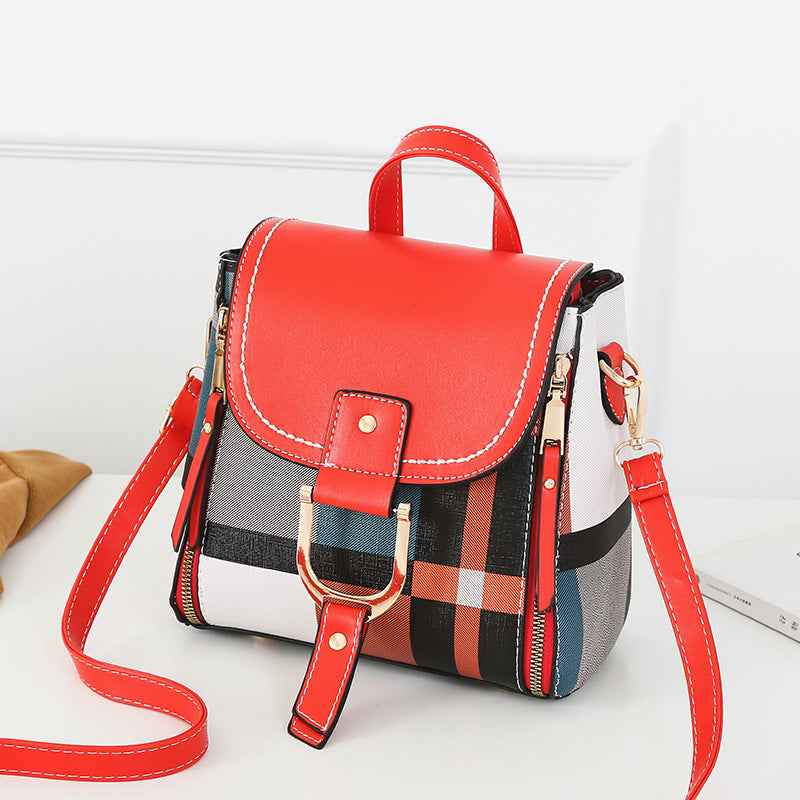 Fashionable New Arrival Plaid Color-Block Womens Backpack