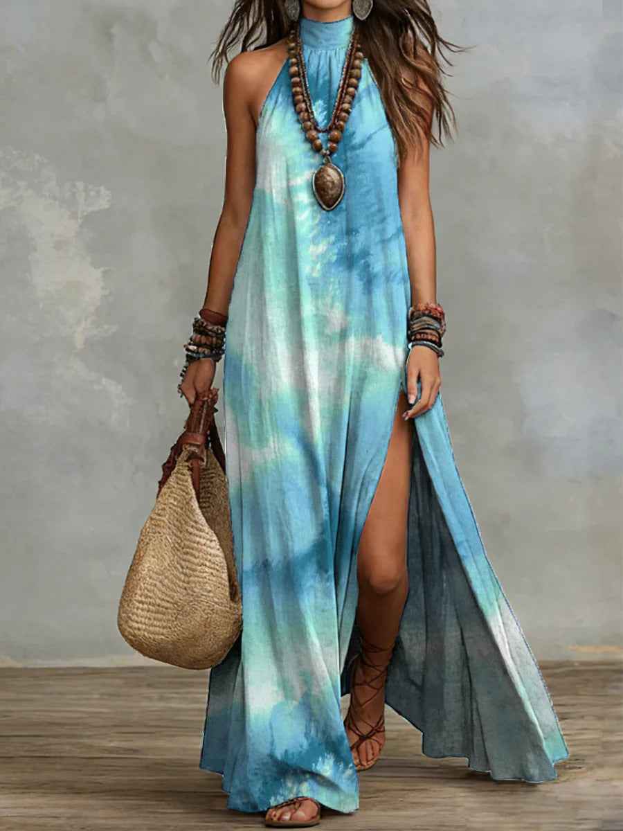 Peliss Printed Halter-neck Maxi Dress
