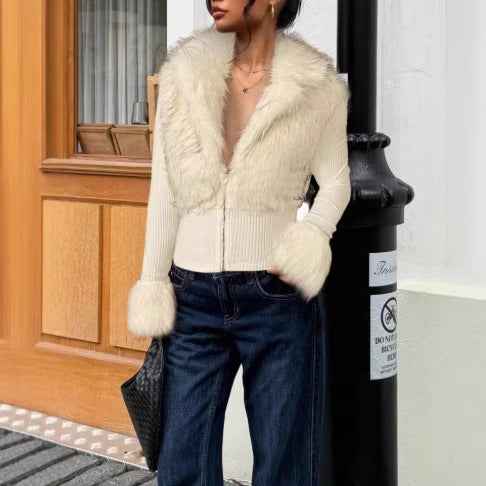 Versatile Casual Slim-fit Zip-up Knit Jacket