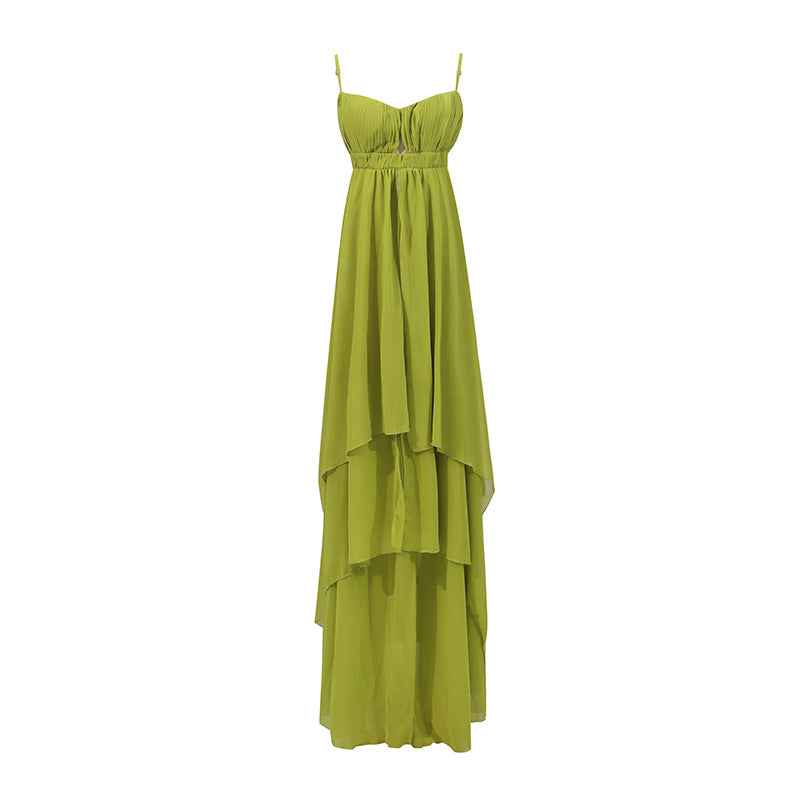 Women's High-Waist Strappy Irregular Long Dress — 3 Colours