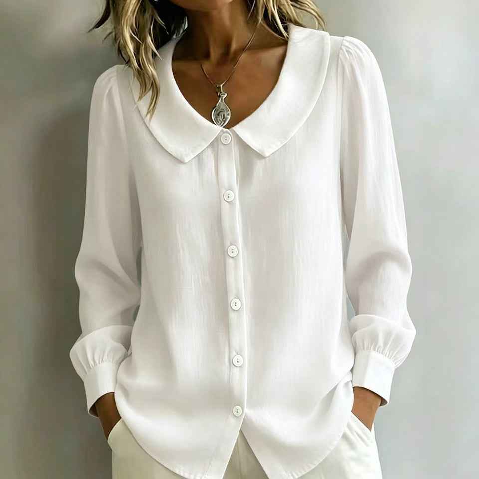 Womens Button-down Shirt With A Doll Collar Top