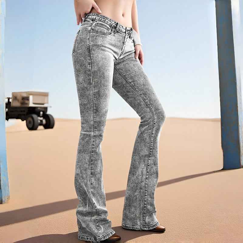 Women's Acid-Wash Gray Flare Jeans – Bell Bottom Denim
