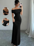 Off-Shoulder Maxi Bodycon Dress — 5 Colours, XS–XXL