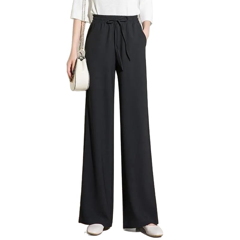 Wool Blend Ultra-Low Waist Asymmetric Wide-Leg Pants