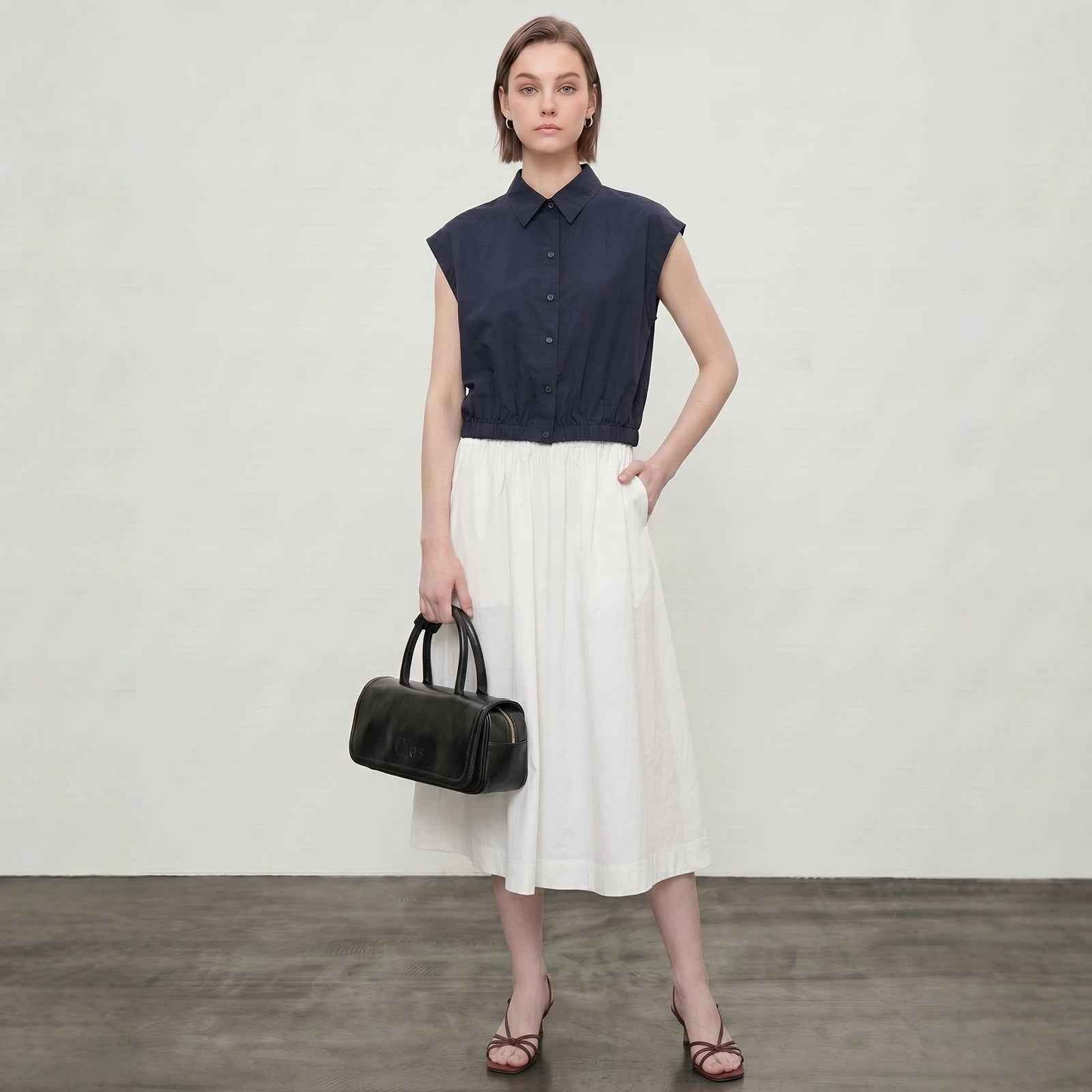 Womens Linen-blend Short-sleeve Breathable Shirt