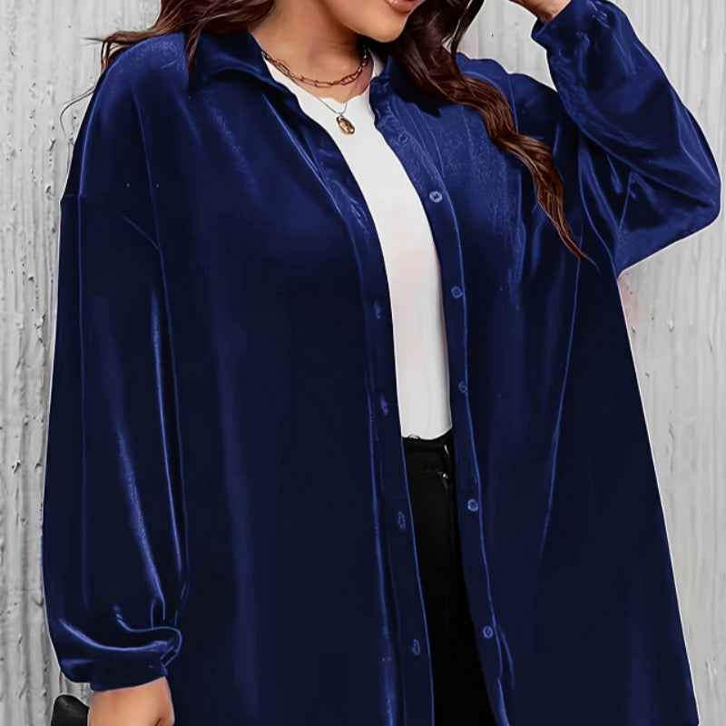 European American Collared Plain Colored Large Size Shirt