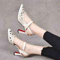 Women's Pointed-Toe Heeled Sandals — Back-Cutout Soft Leather
