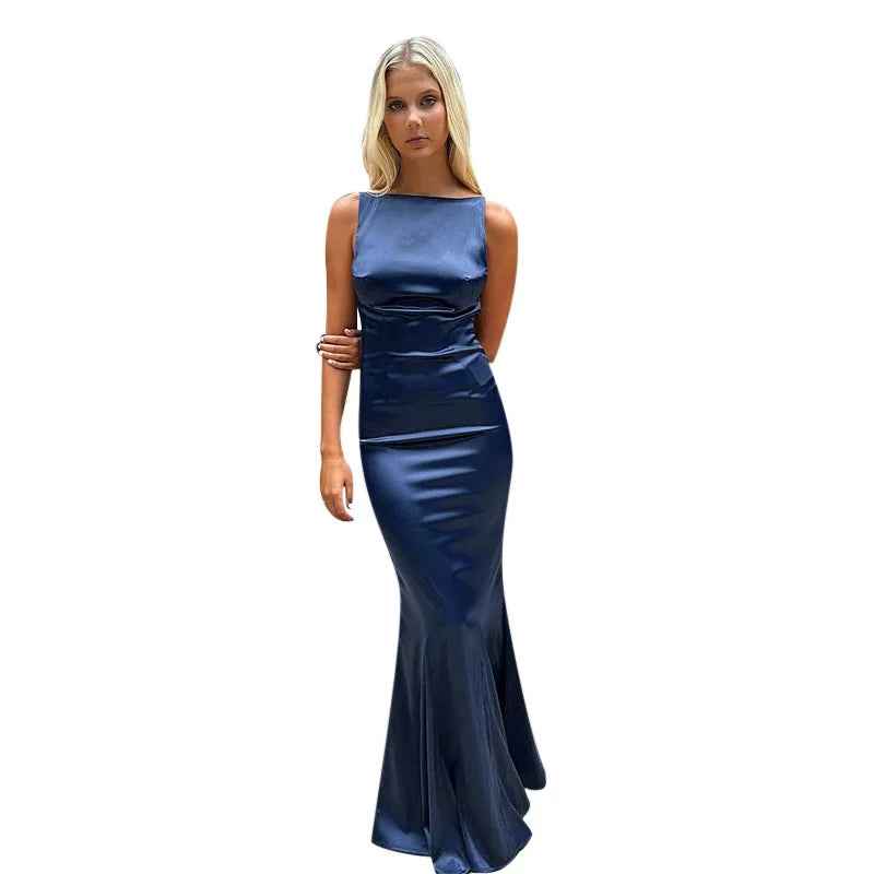 One-Shoulder Backless Slim-Fit Sexy Maxi Dress