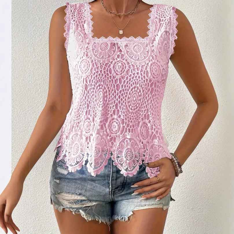 Strapless Lace Hollow-Out Top — Sleeveless, Elegant & Unique