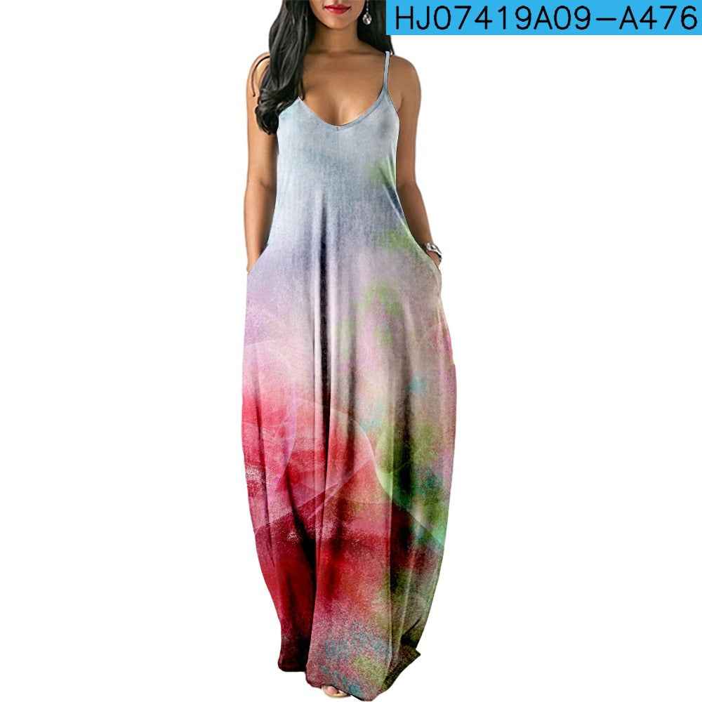 Women's Plus Size Printed Strap Dress