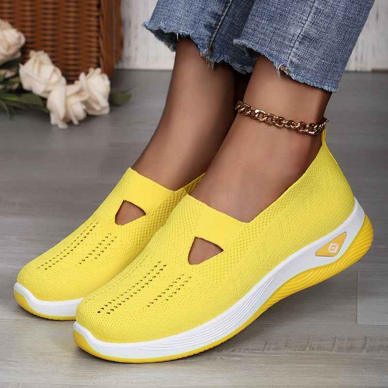 Women's Flyknit Slip-On Casual Shoes – Breathable Flat Sneakers EU 36–44