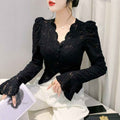 Floral Lace Slim-Fit Long-Sleeve Top