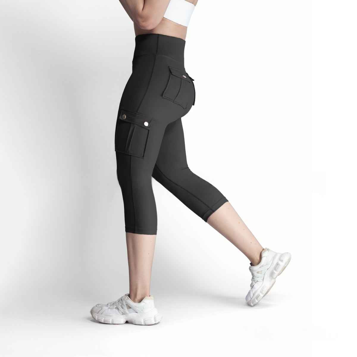 Women's Double-sided Jacquard 5-yard Fitness Pants With Pockets