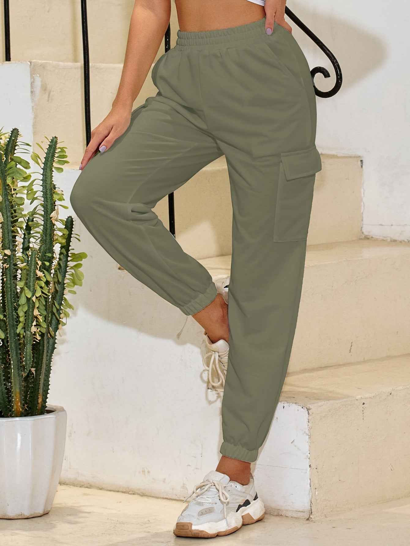 High-Waist Straight-Leg Pocket Trousers