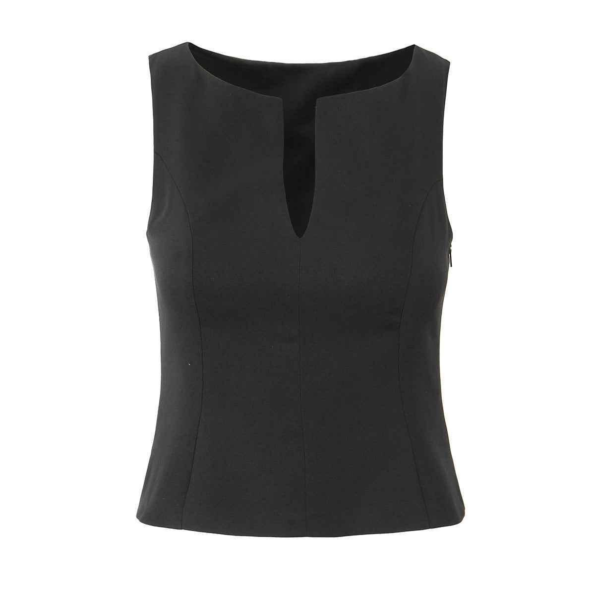 Asymmetric Spandex Tank Top & Mini Skirt Set — Black & Beige, S–L
