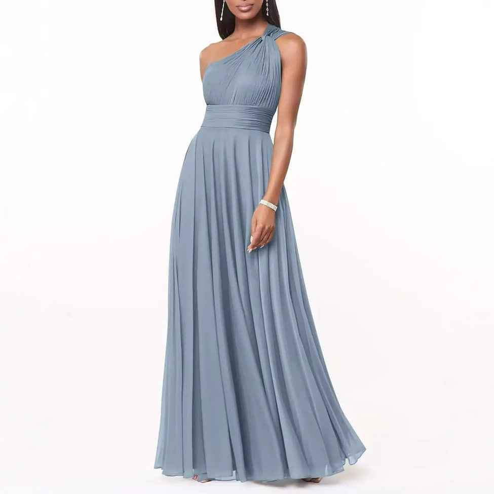 Women One-Shoulder Chiffon Dress