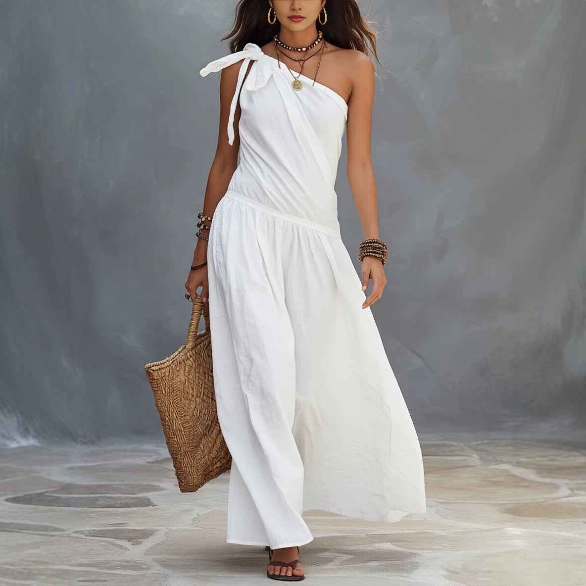 Womens Off-shoulder Asymmetrical Dress